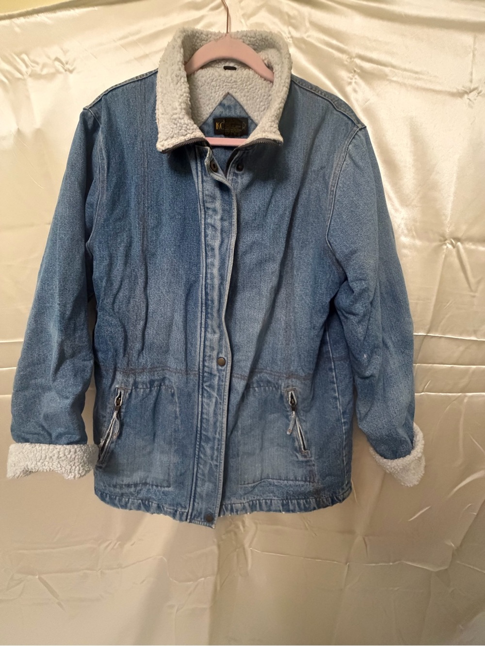 Komitor Sherpa Lined Denim Jacket Women’s 14/16 Full Zip Snap Front Vintage